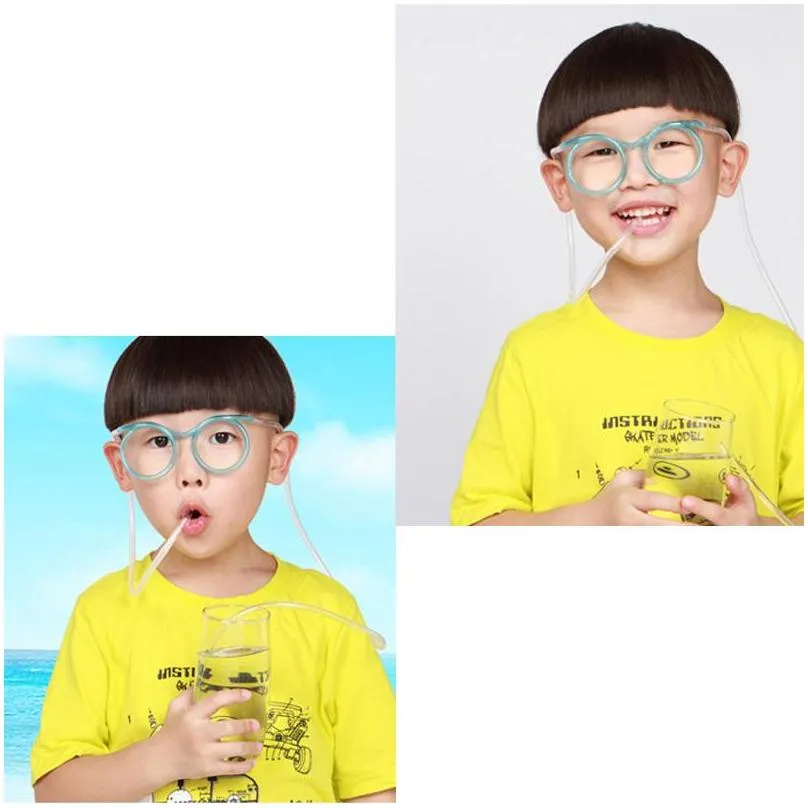 funny soft glasses straw unique flexible drinking tube kids party colorful safety cute plastic reusable juice drinking straws dh1265