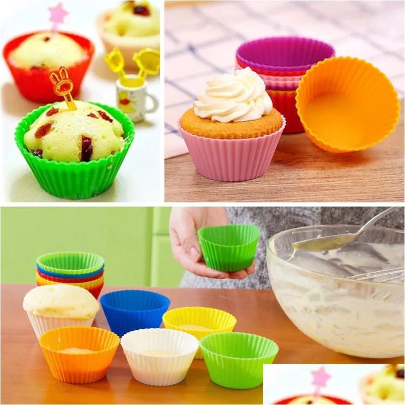 mold tray baking jumbo cookie mould baking molds 7cm silicone muffin cake cupcake cup cake mould case bakeware maker dh0227