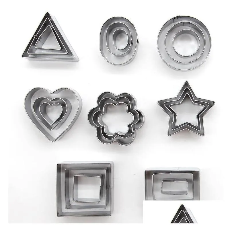 baking tools 24pcs/set geometric pattern stainless steel cookie mould star heart flower cutter diy cookie mould graphic dh0532 t03