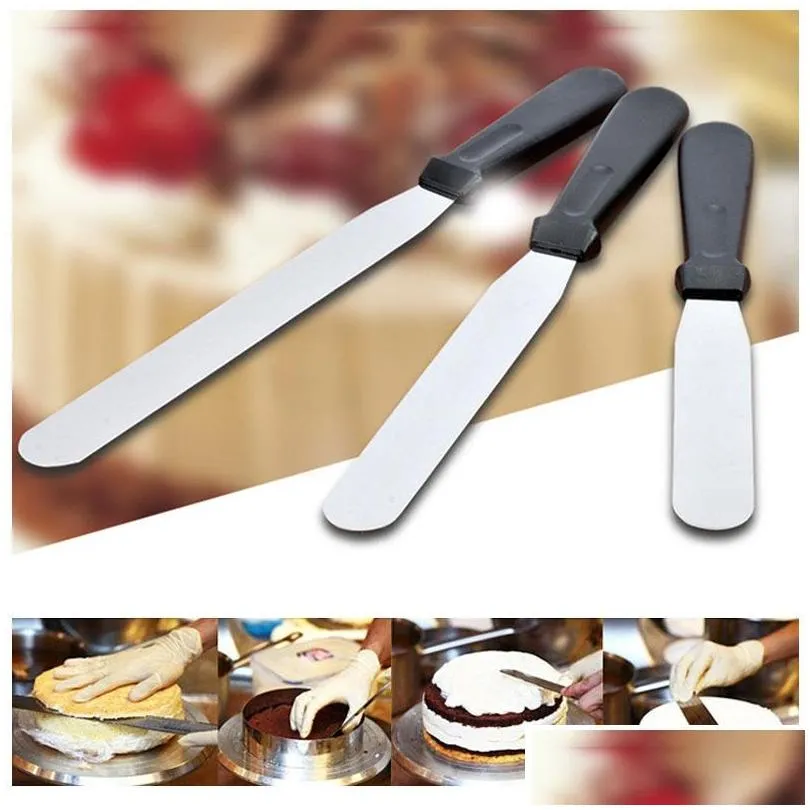 6 inch 8 inch 10 inch stainless steel cake spatula baking tools buttercream frosting spatula smoother kitchen cake knives dh1366 t03
