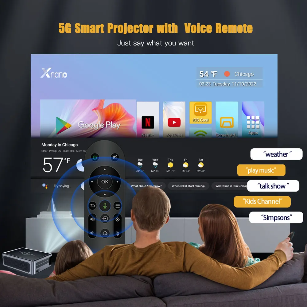 XNANO X1 Pro Android 9.0 Smart Projector Electronic Keystone Correction Native 1080P Short Throw LCD Projector 12000lms For Education