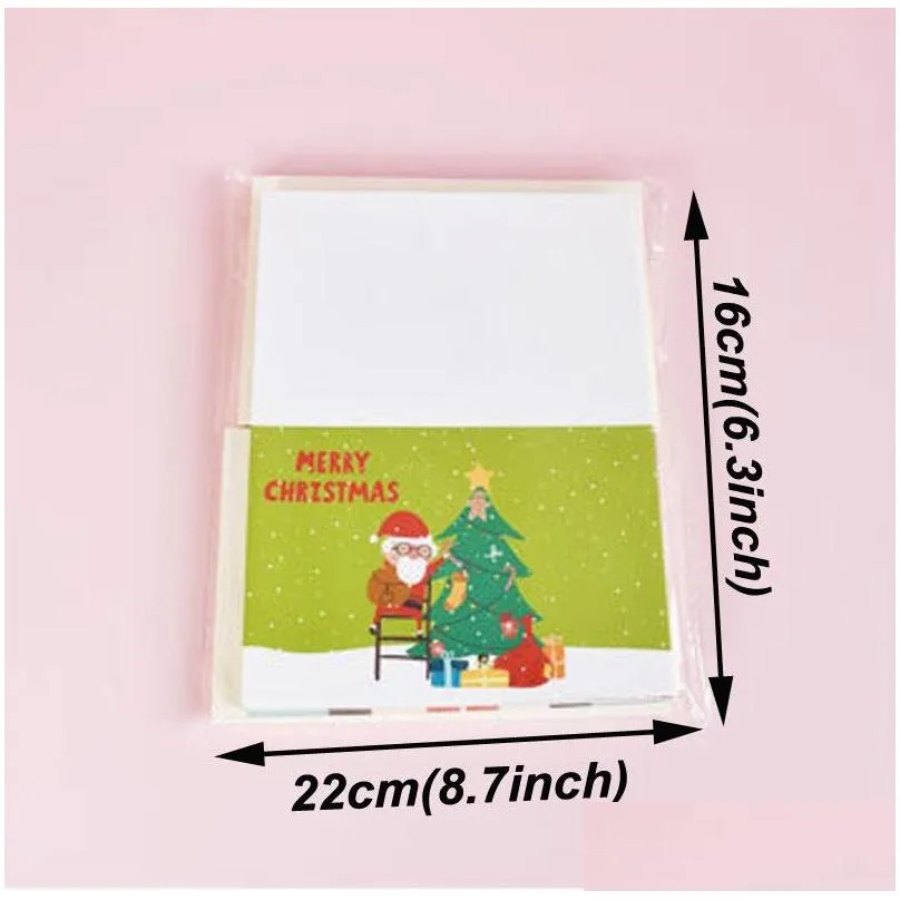 christmas greeting card set cartoon pattern printing creative lovely holiday gift message blessing cards envelope stickers set vt1612