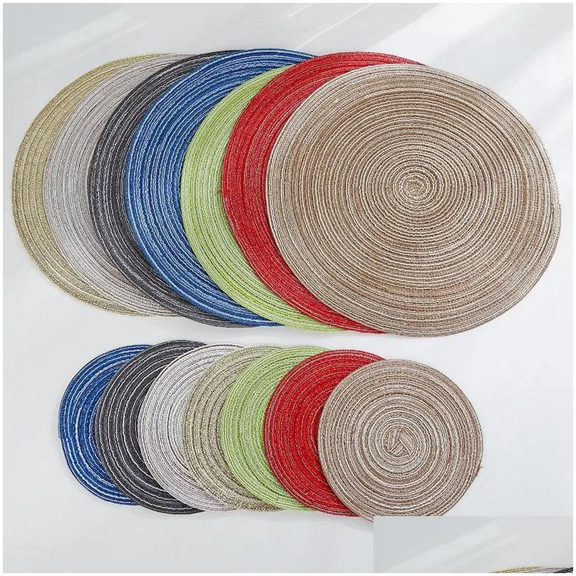 nonslip round placemat table mat cotton linen weave bowl mat insulation heat pad antiscalding cup holder home kitchen supplies