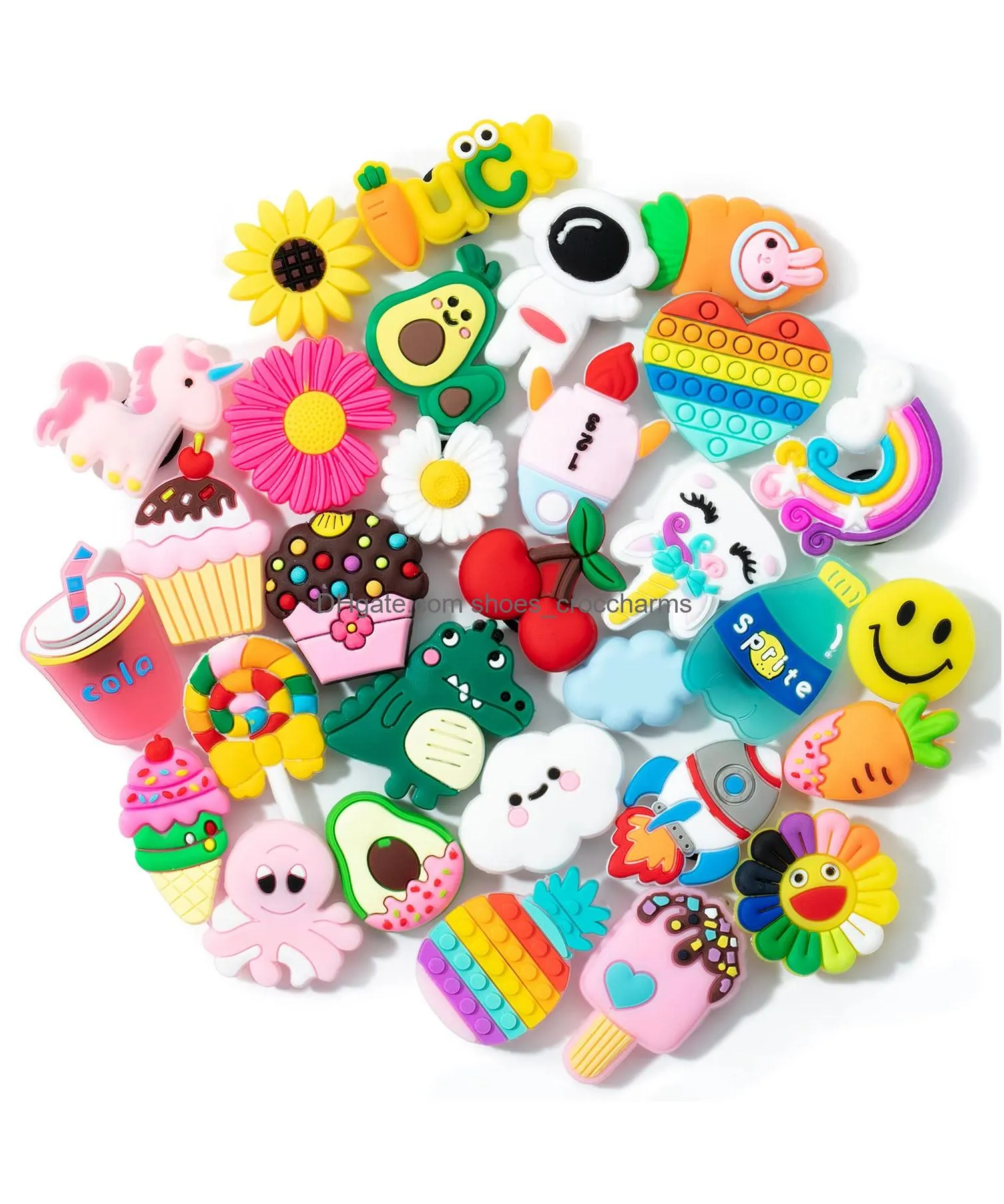 Cute Cartoon Croc Charms for Boys Girls Kids Teens PVC Shoe Charms Accessories for Clog Bracelet Wristband Sandals Slippers 2024