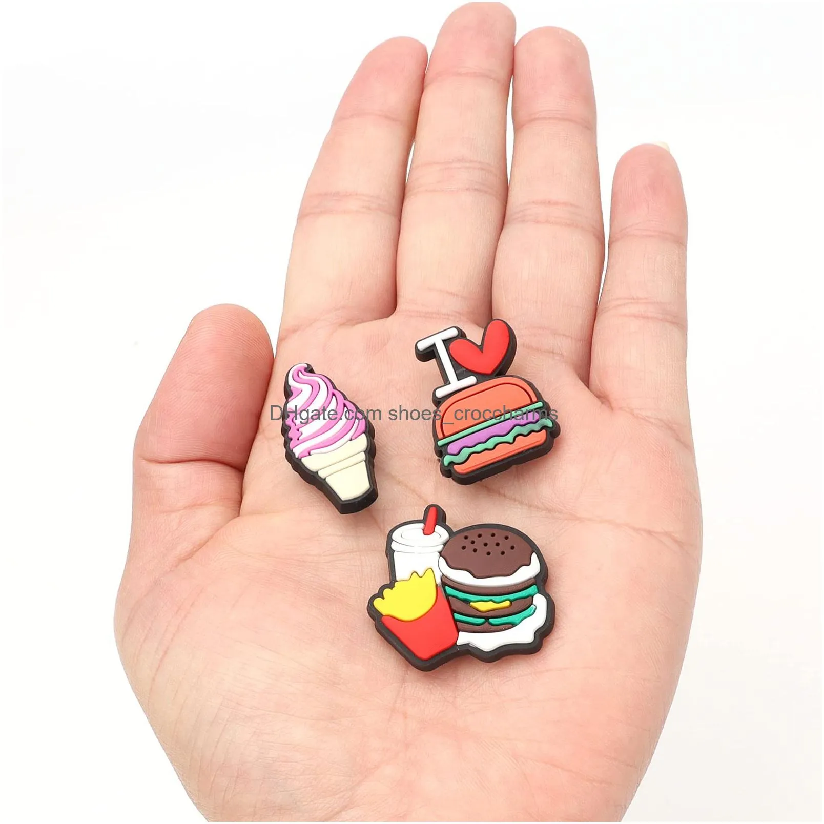 food themed shoe decoration charms hamburger fries shoe charms pack fit for shoe wristband clog sandals decor pvc clog pins accessories charms for party favor holiday birthday gifts