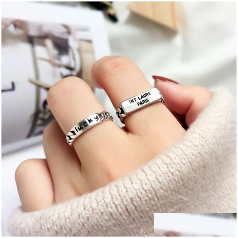 New Arrival Letter Open Ring Vintage Women Girl Letter Ring for Gift Party High Quality Jewelry Accessories Wholesale