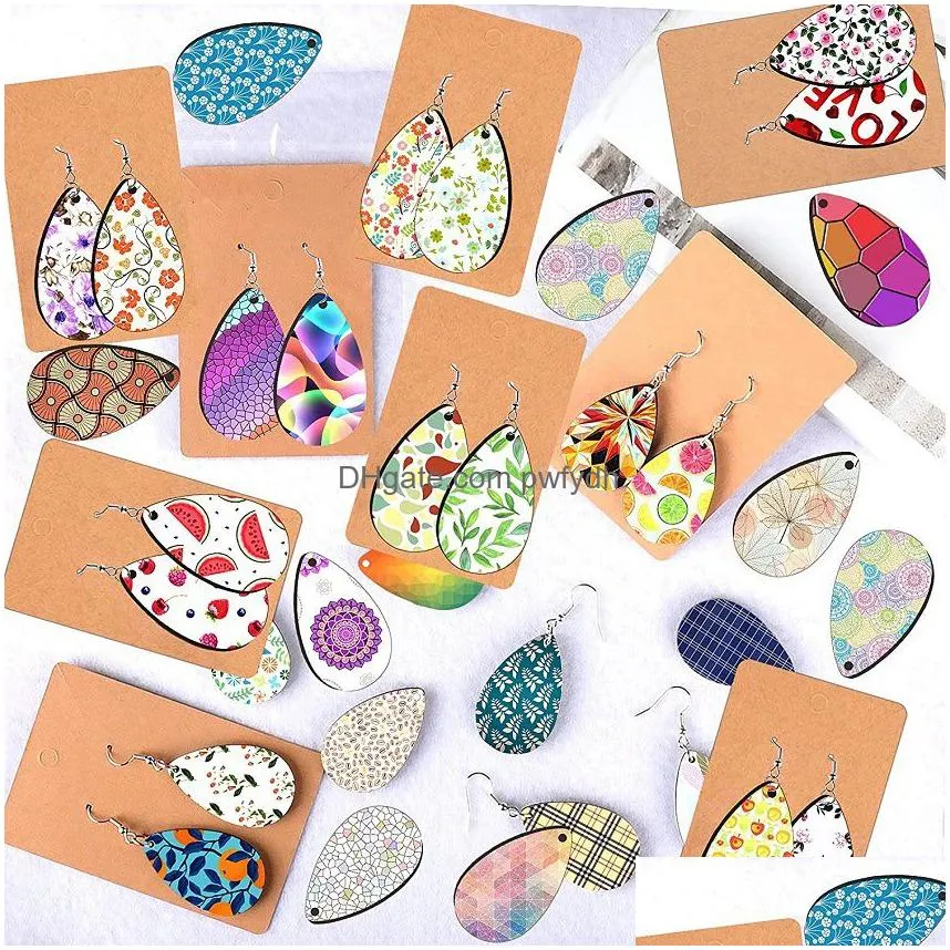 250pcs black heat sublimation earrings transfer water drop earrings pendant band earrings link