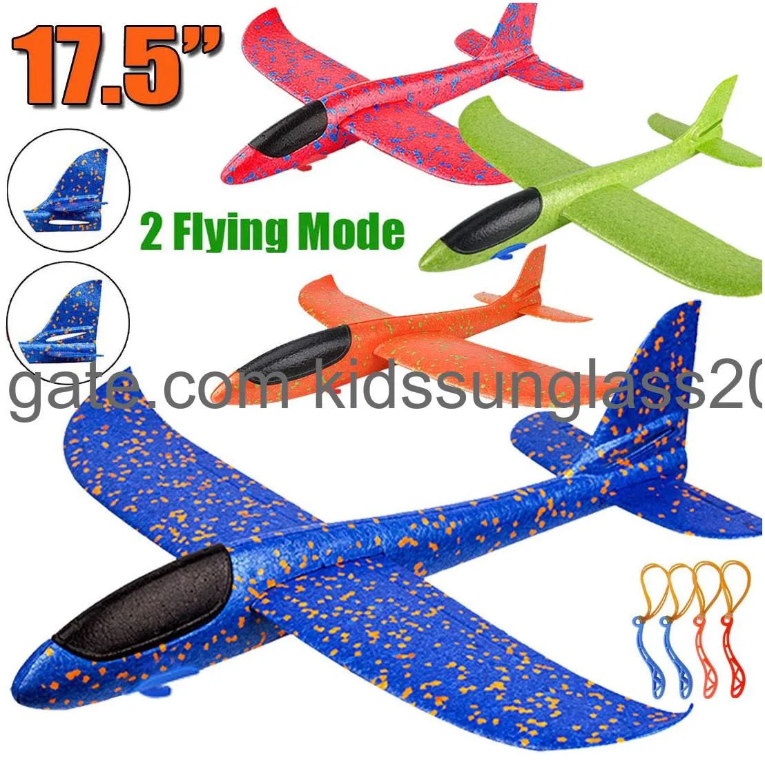 airplane toys upgrade 17.5 large throwing foam plane 2 flight mode glider plane flying toy for kids gifts for 3 4 5 6 7 year old boy outdoor sport toys birthday party favors foam airplane