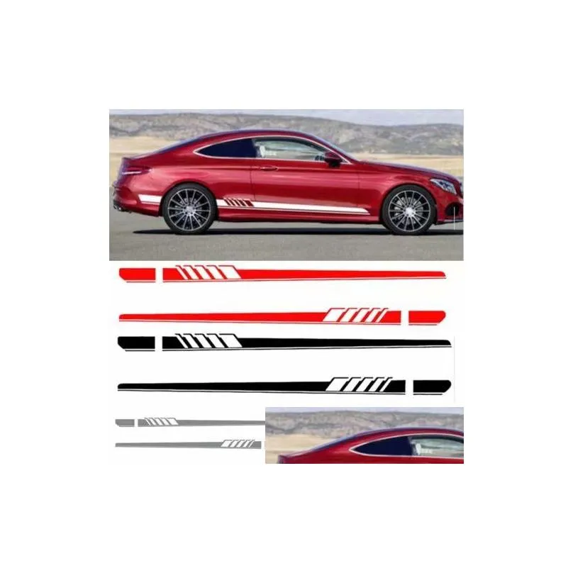 NEW 2pcs/Set Edition Auto Side Skirt Decoration Sticker For Mercedes Benz C Class W205 C180 C200 C300 C350 C63 AMG