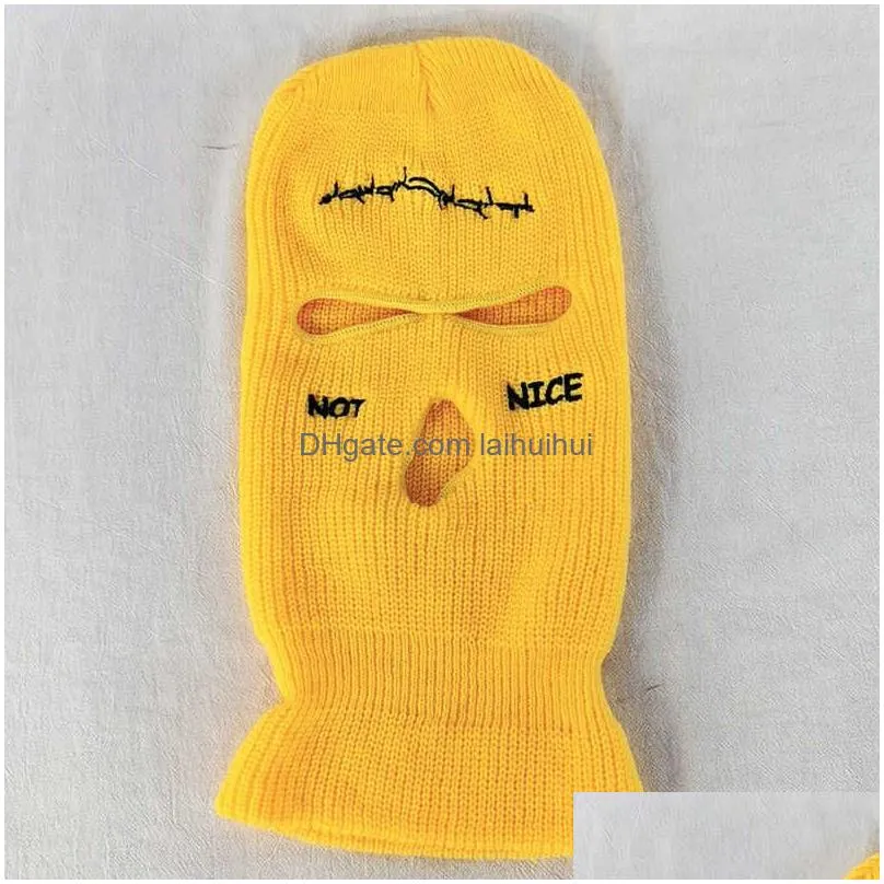 cycling caps masks 2022 aldult autumn winter ski mask 3-hole keep warm knit hat full face cover balaclava hats funny party embroidered beanies caps