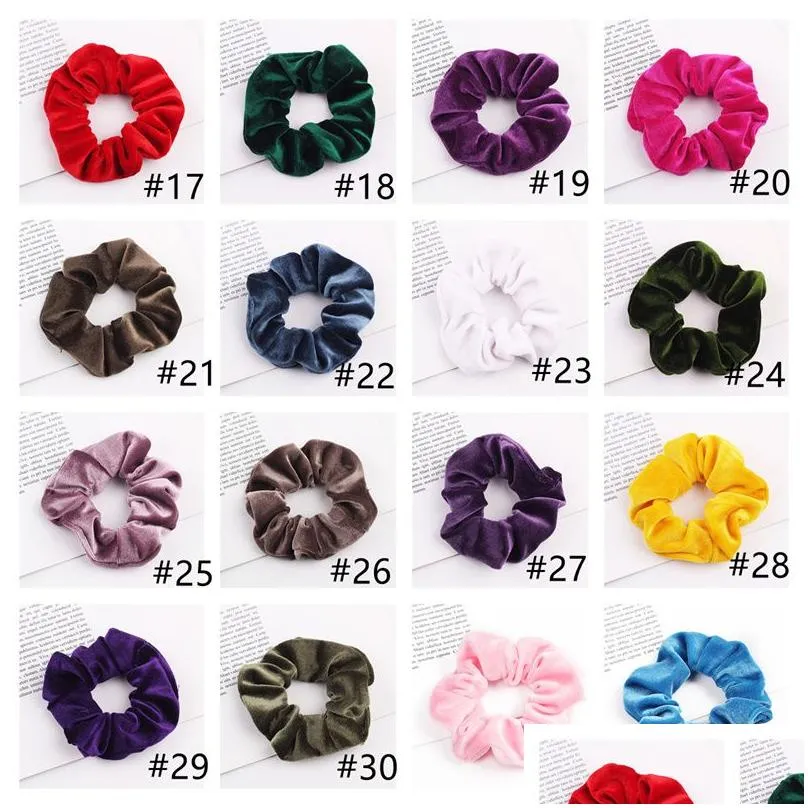 40 Colors Velvet Hair Scrunchies Elastic Hairband Ponytail Holder Hairs Ties Ropes Scrunchie for Women or Girls 20pcs