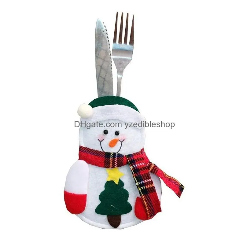 Christmas Decorations 10Pcs Santa Elk Fork Knife Holder Pocket Tableware Packaging Pouch For Party Decoration Cutlery Ornament 20102 Dhcts