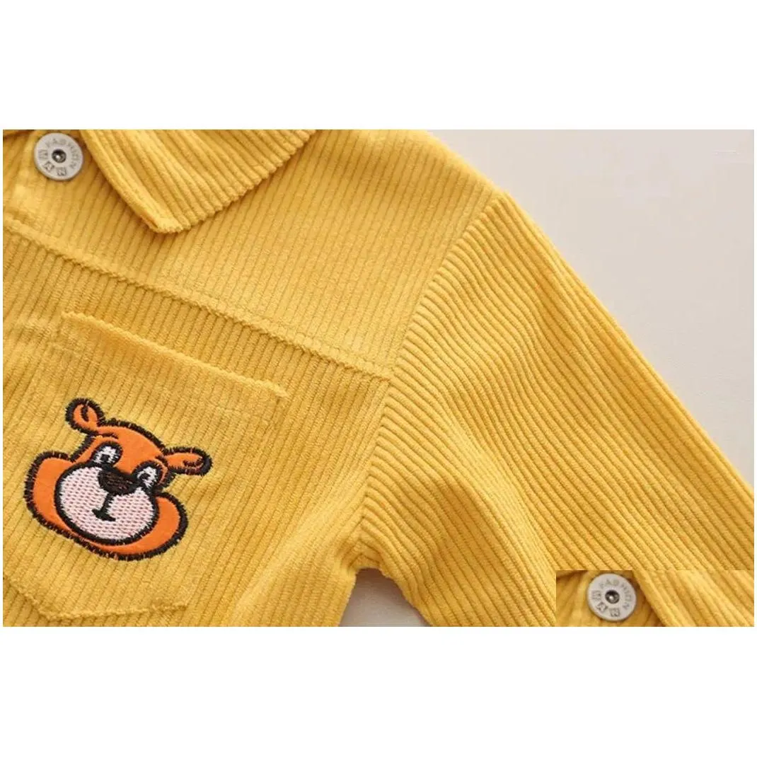 Clothing Sets Designer Baby Boy Clothes Outfits 2023 Autumn Kids Turn-down Collar Corduroy Cardigan Jackets Shirts Pants 3Pcs Children