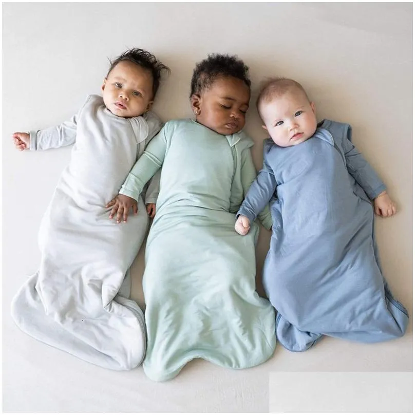 Sleeping Bags Slee Bags Bamboo Fiber Baby Summer Bag Soft Comfortable Zipper Infant Born Sleep Sack Sleeveless For Kids 230705 Drop De Dhniu