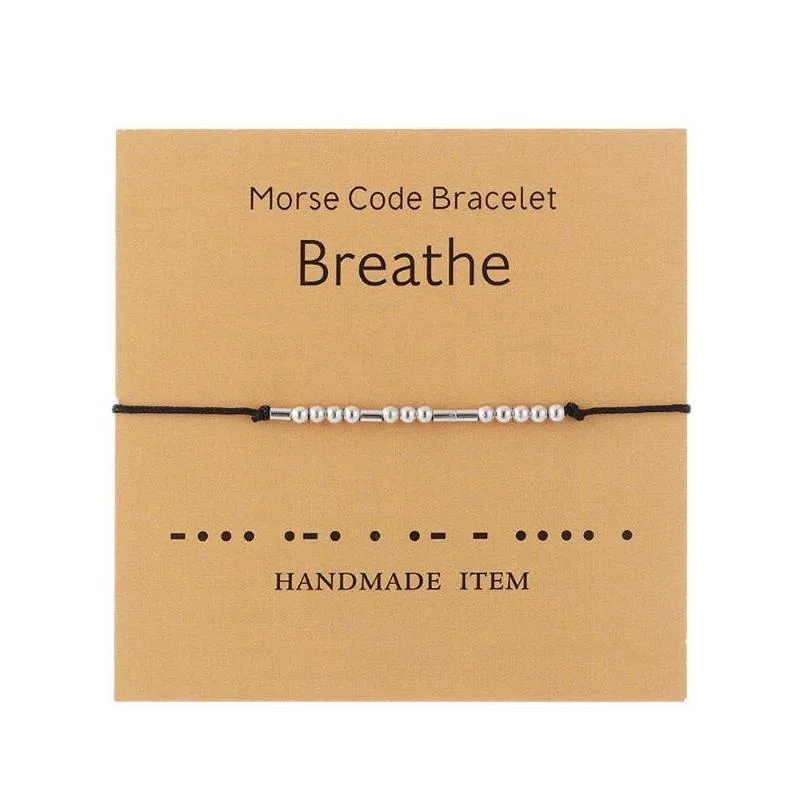 link chain morse code bracelets blessed thankful password couple with card valentines day anniversary souvenir birthday gifts