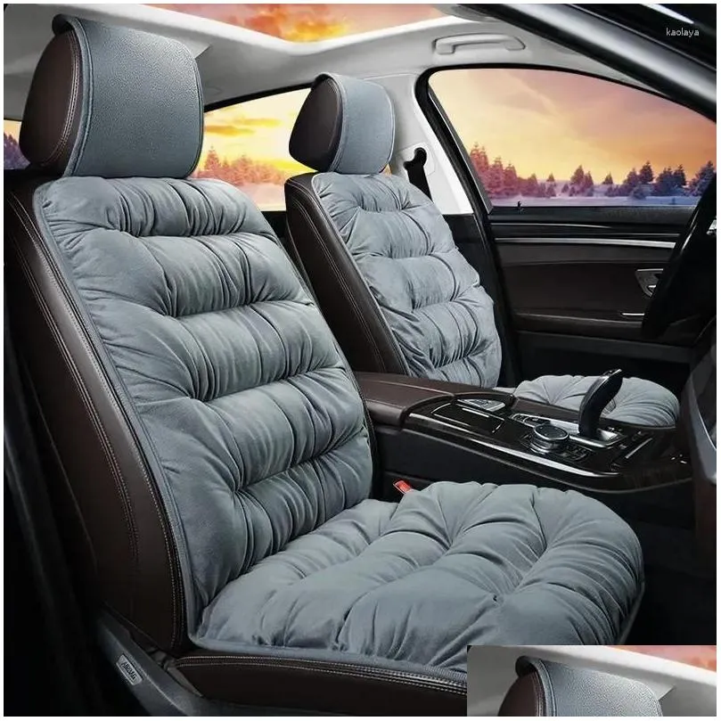 Car Seat Covers 5 Colors Plush Winter Warm Cushion Soft Non-Slip Pad Thick Velvet Cover Automotive Interior Accessory