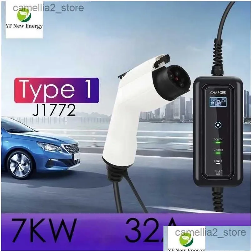 Electric Vehicle Accessories J1772 type1 ev electric car battery charge 7KW 5M/32A with industrial plug for all electric car vehicle in charging station