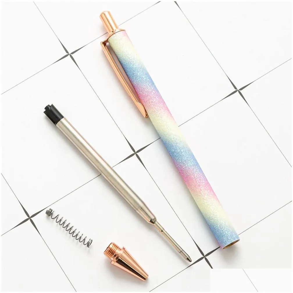 glitter cute ballpoint pens retractable click ball pen black ink medium point 1mm school office supplies xbjk2106