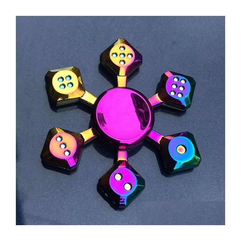 Spinning Top Colorf Spinning Top Zinc Alloy Fidget Spinner Wheels Gyro Toys Metal Bearing Rainbow Hand Spinners Focus Anti-Anxiety Toy Dhorc