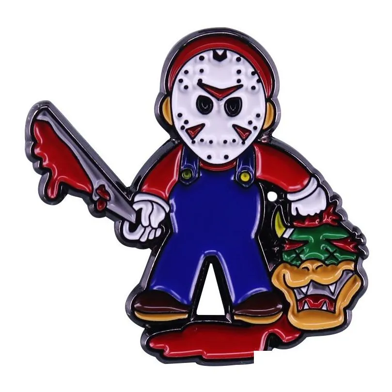 Game Cartoon Cosplay Friday the 13th Jason Voorhees Cute Enamel Metal Backpack Clothes Coat Lapel Badge Brooch Pin