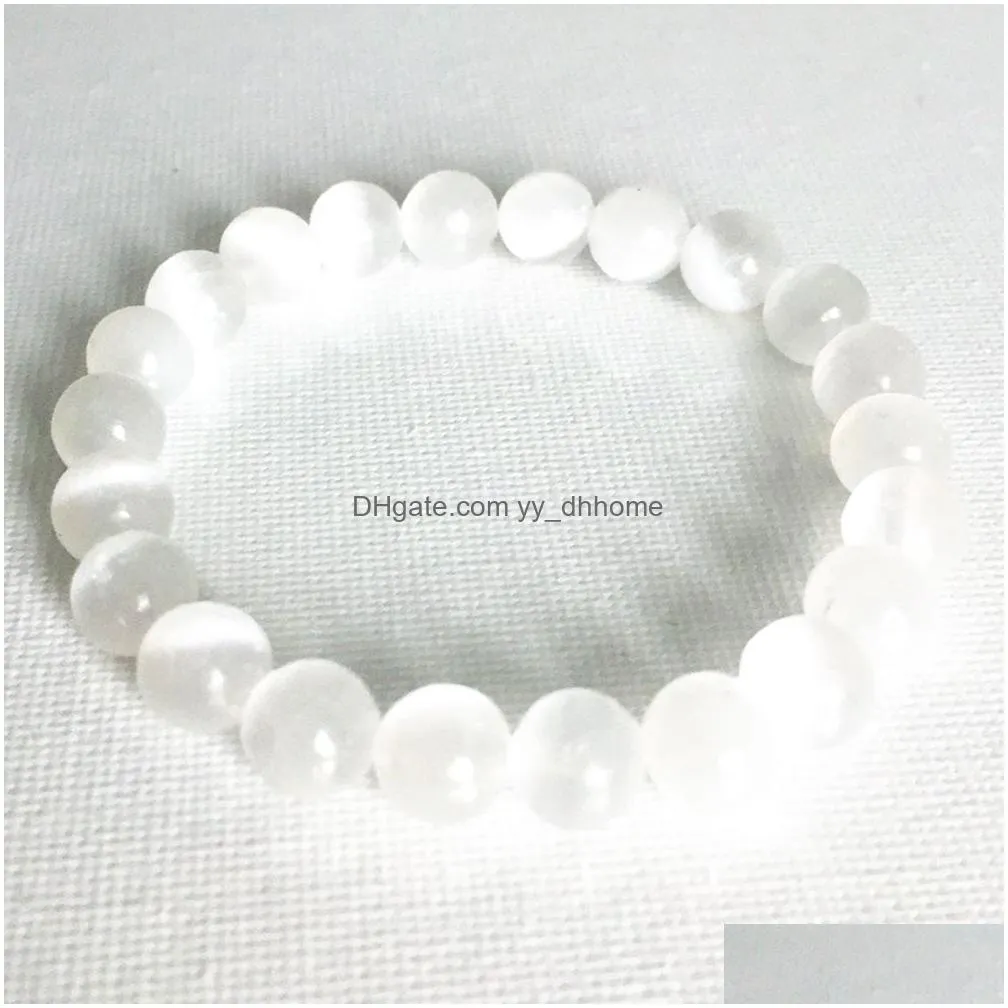 mg0812 8 mm genuine selenite stone bracelet simply design crown chakra bracelet womens reiki yoga mala bracelet8010396