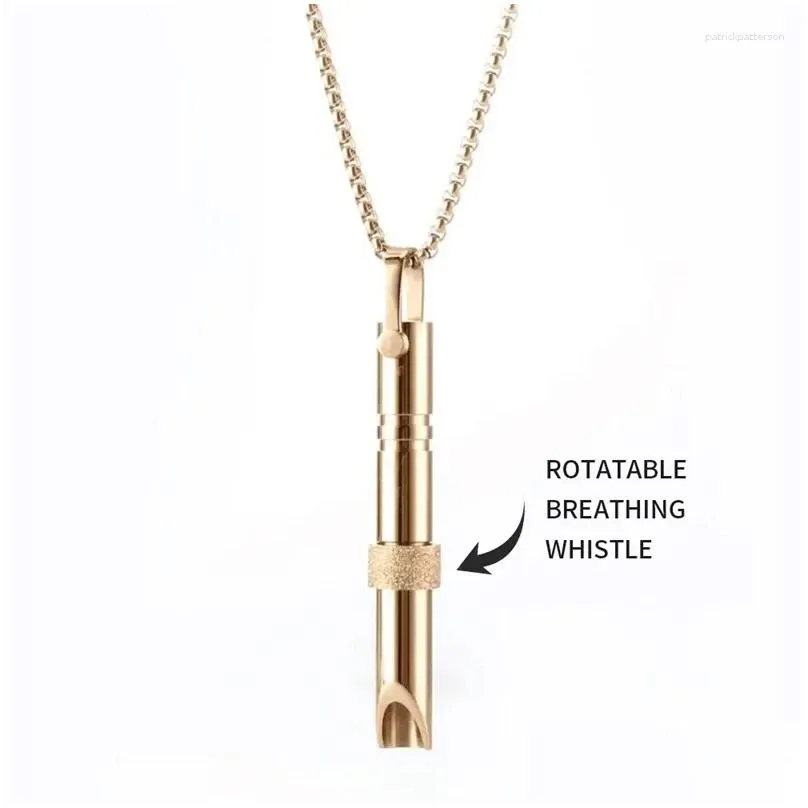 Jewelry Pendant Necklaces Fashion Stainless Steel Meditation Mindfness Necklace Regating Breathing Whistle Relieving Anxiety Couple Dr Dheoz