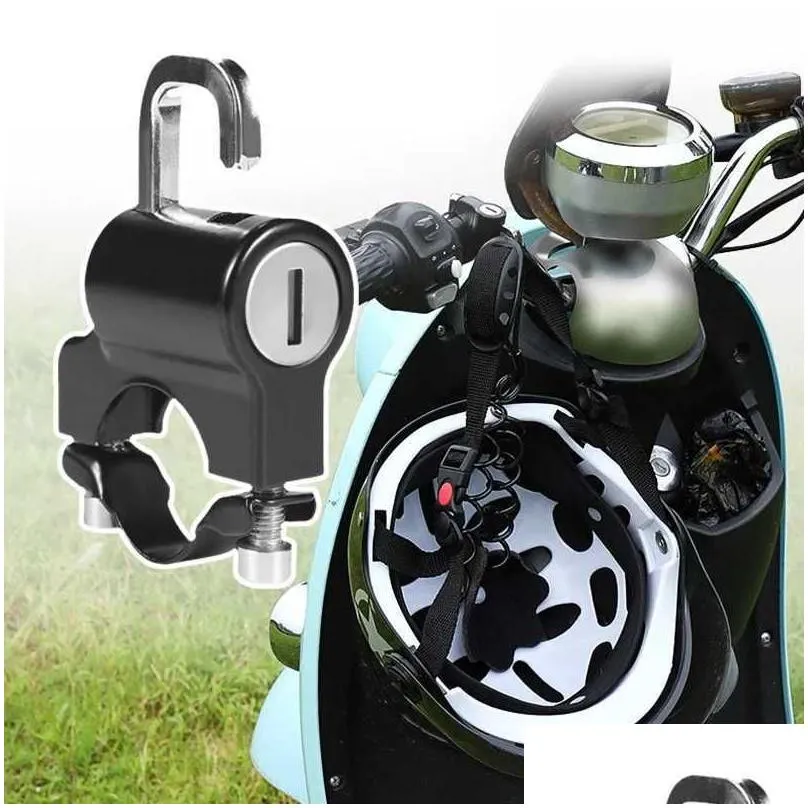 Anti-theft Helmet Lock Handlebar Mount Motorcycle Electric Motorbike Universal Security Metal 22mm-26mm with Keys Set