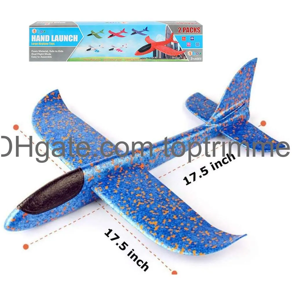 bootaa airplane toys 17.5 large throwing foam plane 2 flight mode glider flying toy for kids birthday gifts for 3 4 5 6 7 8 9 10 11 12 year old boys girls outdoor sport toys party favors