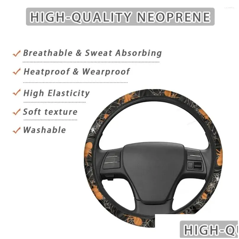 Steering Wheel Covers Halloween Ornaments Spider Web Pattern Car Anti-dirt Vehicle Clean Protector Interior Spare Parts For Men