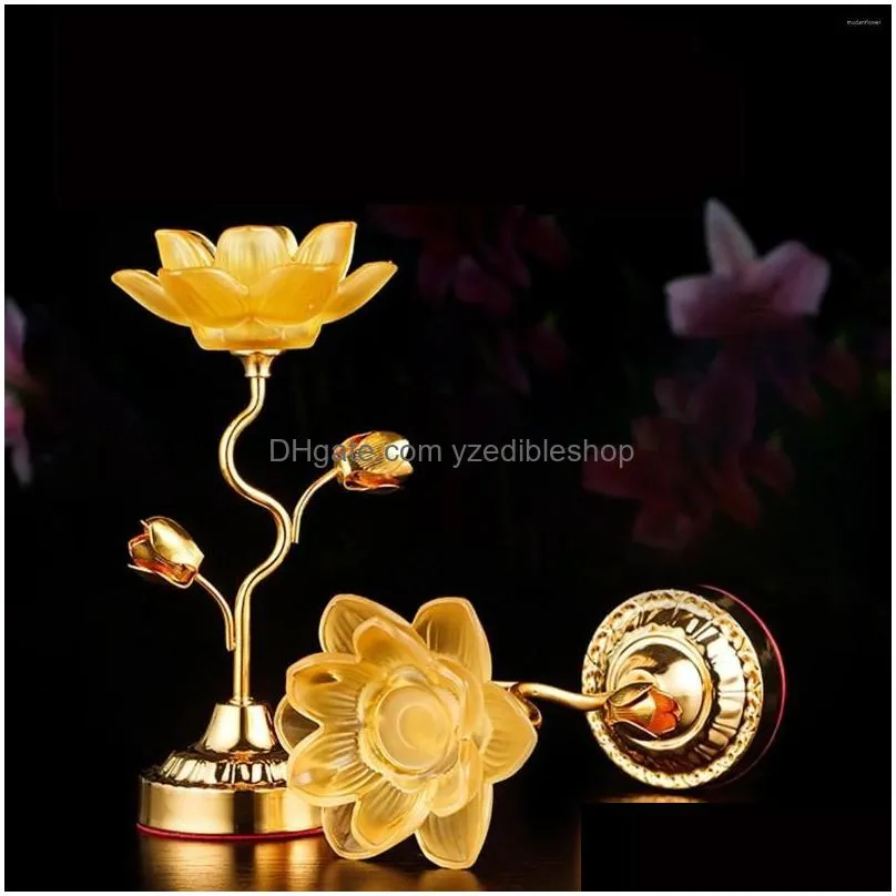 Candle Holders 2X Lotus Ghee Lamp Holder Butter Candlestick For Bedroom Drop Delivery Home Garden Decor Dhs1J