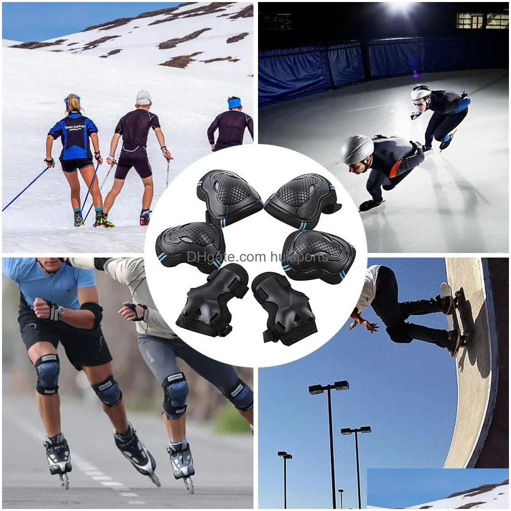 elbow knee pads 6pcs teens adult knee pads elbow pads wrist guards protective gear set for roller skating skateboarding scooter cycling sports