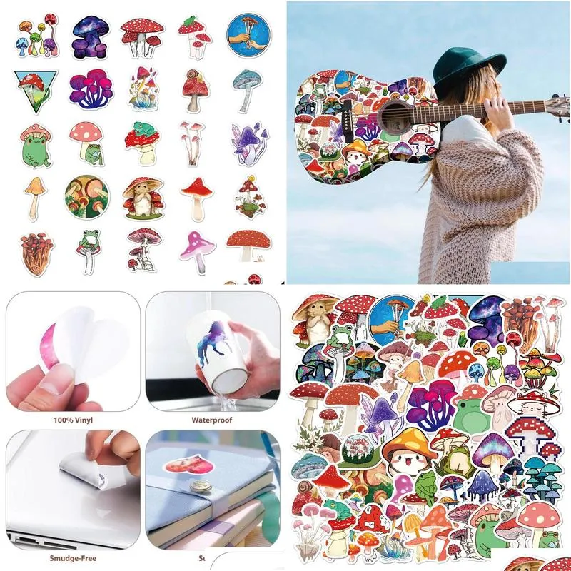  waterproof 10/30/50pcs cartoon mushroom plant graffiti stickers decals phone bike skateboard laptop scrapbook diary cute sticker kid toys car