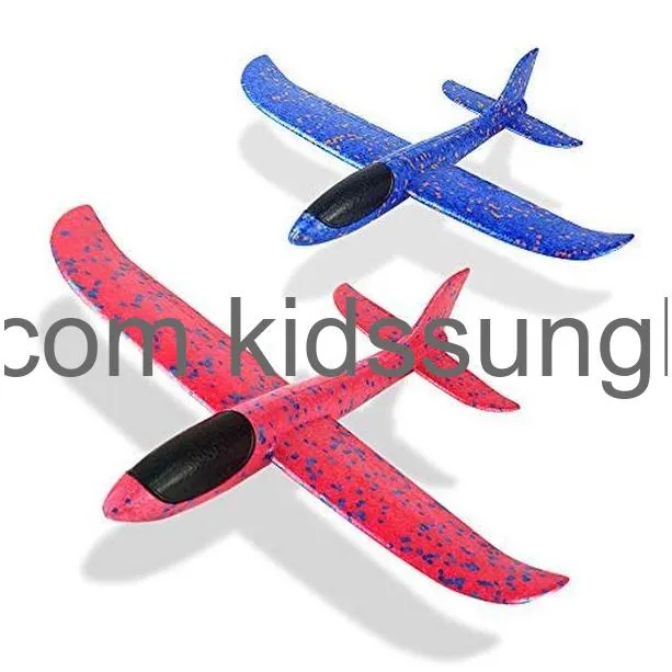 foam glider airplane toys aircraft hand throwing planes 13.5 flying aeroplane model outdoor sports toys 3 flight mode birthday party favor gift for kids red blue