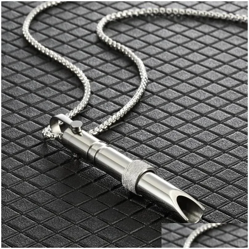 Pendant Necklaces Fashion Stainless Steel Meditation Mindfulness Necklace Regulating Breathing Whistle Relieving Anxiety Couple