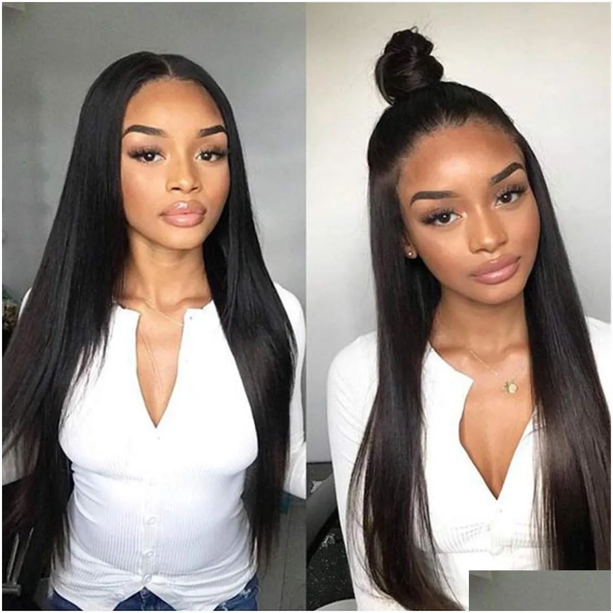 Silky Straight Lace Front Wig Brazilian Virgin Human Hair 4x4 5x5 6x6 7x7 13x4 13x6 360 Full Lace Wigs for Women Natural Color