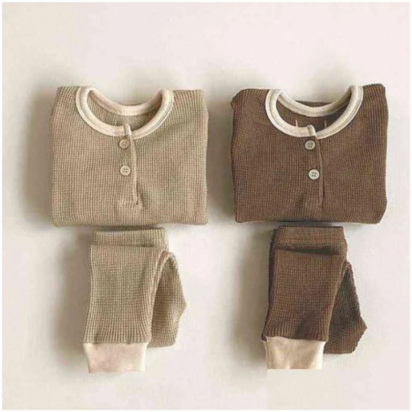 Clothing Sets Born Baby Girl Boy Cotton Clothes Set Ribbed Sweatshirtaddpant 2Pcs Bebe Home Suit Spring Autumn Clothing Outfit 0-2Y 28 Dh23H