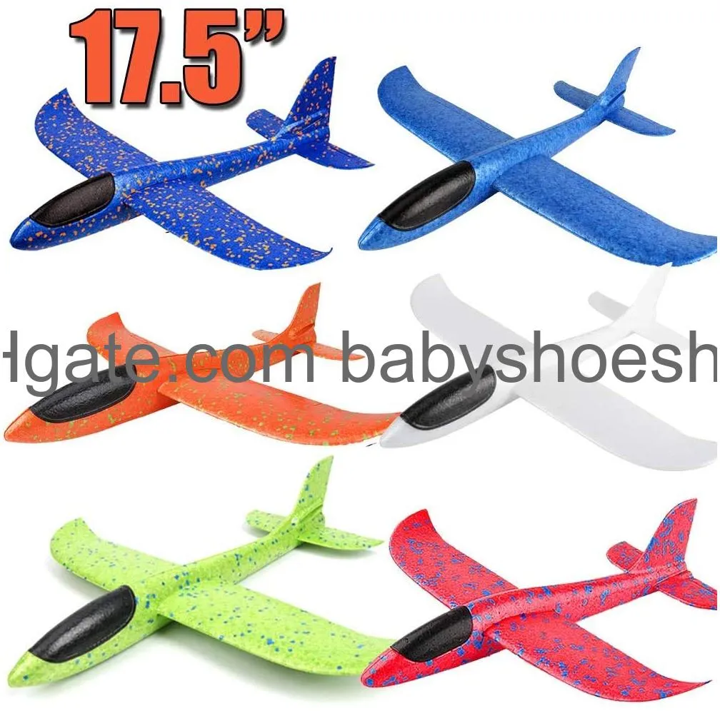 bootaa airplane toys 17.5 large throwing foam plane 2 flight mode foam gliders birthday gifts for kids 3 4 5 6 7 8 9 10 11 12 year old boys kids girls outdoor yard family game toys