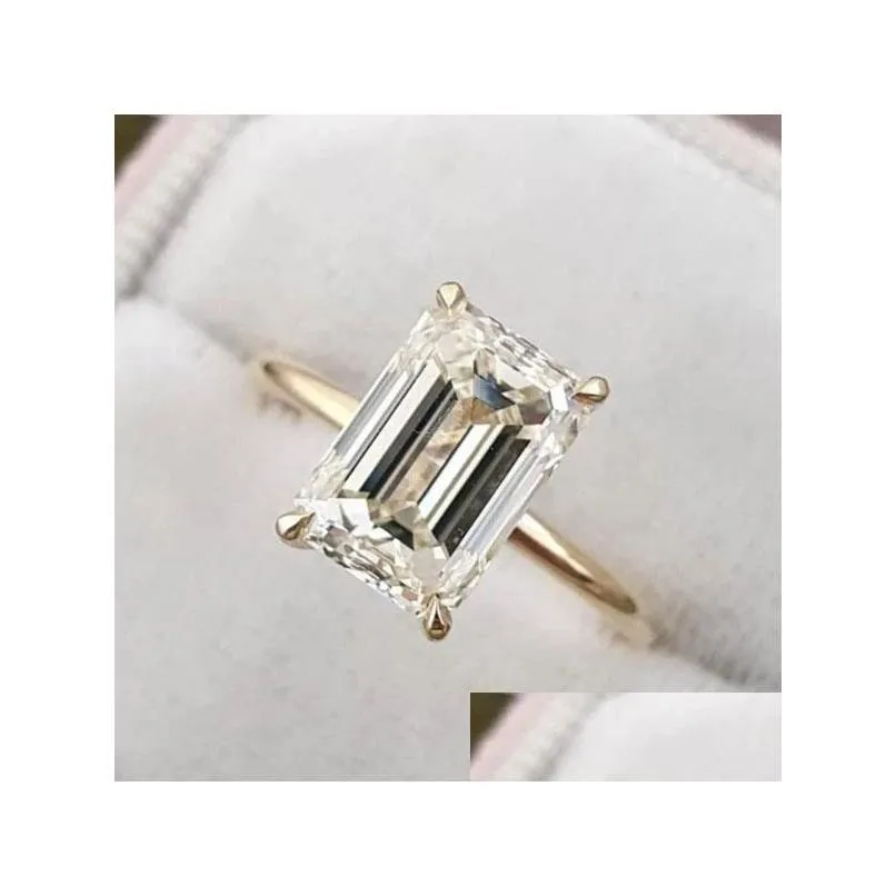 2021 fashions women sterling silver 925 jewellery classic engagement ring emerald cut diamond ring