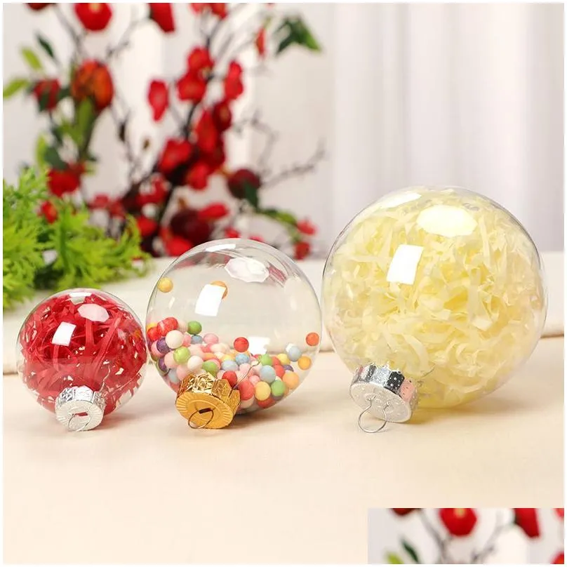  50pcs golden silvery transparent christmas ball plastic baubles clear fillable xmas tree hanging ornament decor toys year decorations wedding gift