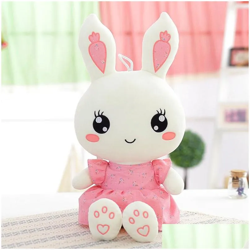 Stuffed & Plush Animals Cute Wearing Dress Rabbit Plush Toys Bunny Pp Cotton Stuffed Rabbits Dolls Kids Birthday Gifts 2 Colors Drop D Dh7Ej