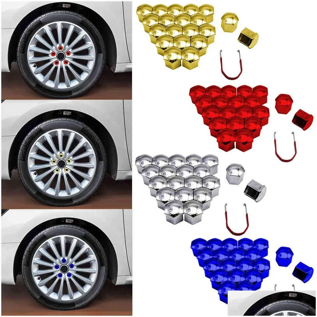 car styling 20pcs abs trim tyre wheel nut screw bolt protection caps 19mm antirust covers auto parts universal