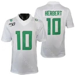 NCAA College Oregon Ducks Football Jersey Justin Herbert Size S-3XL White Green Black All Stitched Embroidery