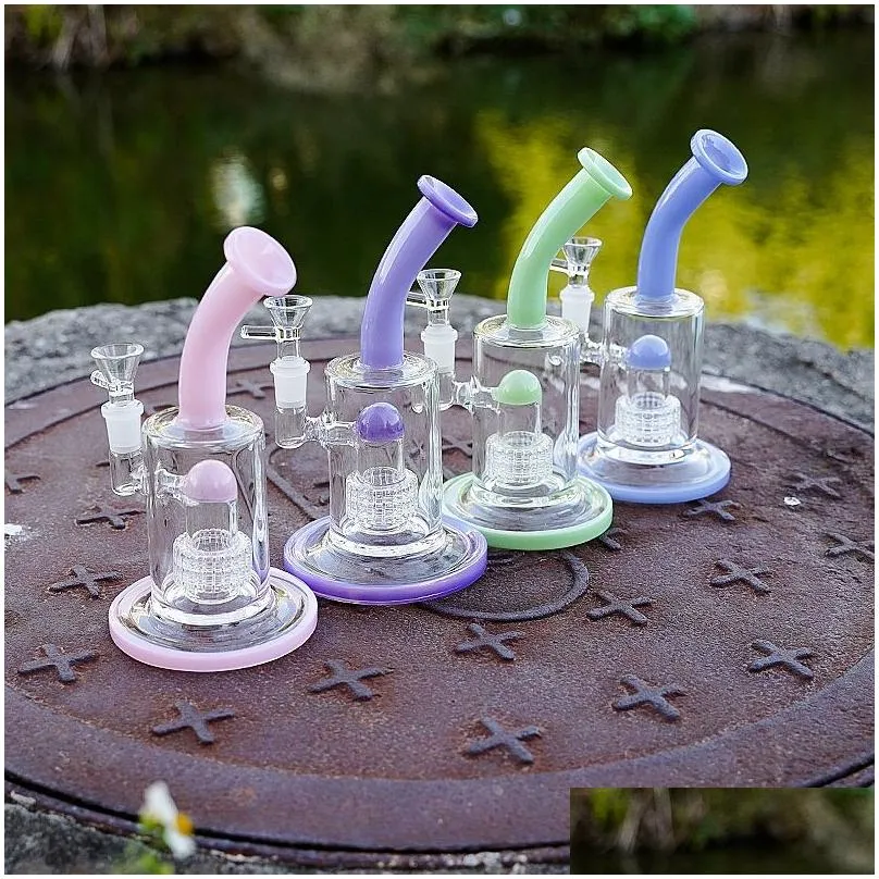 unique hookahs matrix birdcage perc heady glass bong dome percolators chamber oil dab rigs purple pink green water pipes 14mm joint with