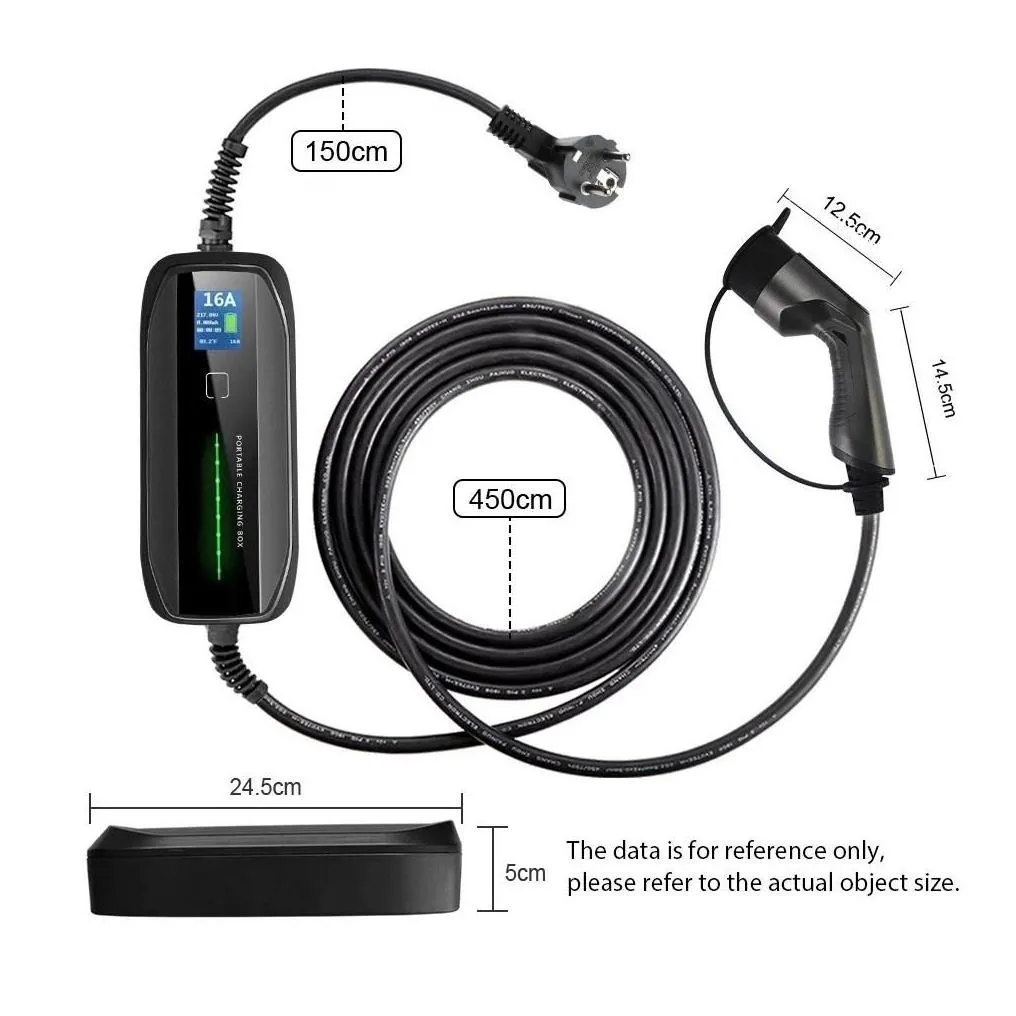 Electric Vehicle  Equipment Evse Car Type 2 Portable Ev Charging Box 3.6Kw Switchable 10/16A Schuko Plug With 6M Drop Deliv