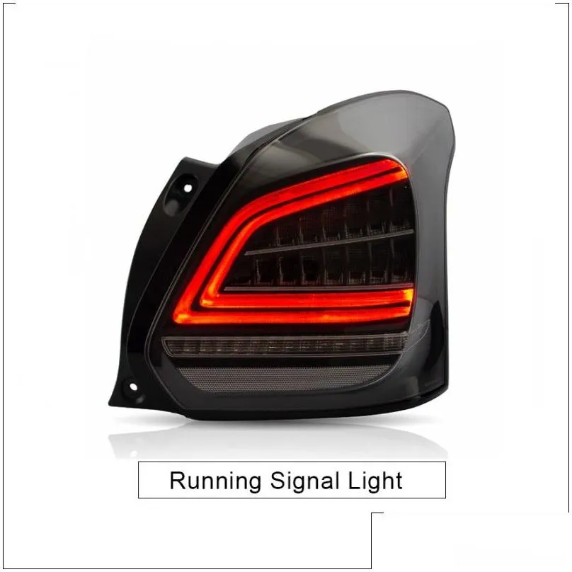 Car Styling for 20 19 Suzuki Swift Taillight Assembly LED Running Light Streamer Turn Signal Brake Reverse Lamp