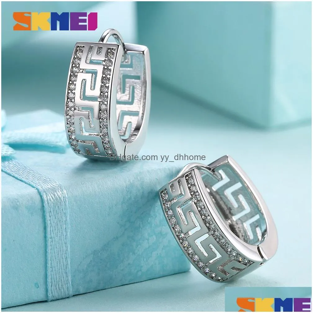 skmei lkn021 digner stud jewelry famous brands women post vshaped huggie studded small hoop earrings stylish fourcolor zircon