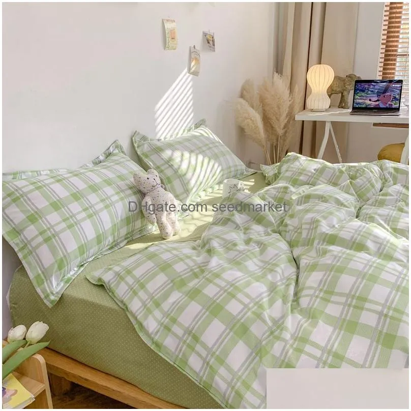 Bedding Sets Nordic Duvet Er And Bedsheet 220X240 Quilt Fashion 150X200 Luxury Set Soft Plaid Bed Linen 230213 Drop Delivery Home Ga Dhtzg