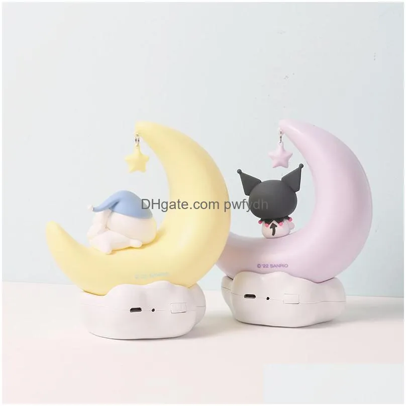 novelty items led romantic kuromi light bedroom decoration moon shaped night light anime cinnamoroll cute doll desk lamp kids gift