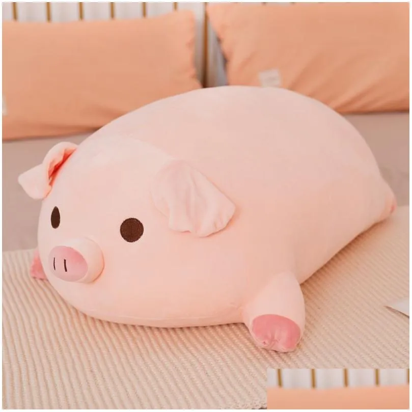 Plush Dolls 40/50/60/80Cm Squish Pig Stuffed Doll Lying Plush Piggy Toy Animal Soft Plushie Pillow Cushion Kids Baby Comforting Gift 2 Dhcap