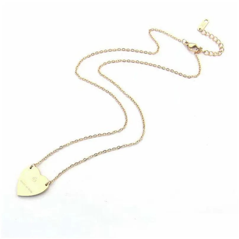 G gold heart necklace female stainless steel couple rose chain pendant jewelry on the neck gift for girlfriend accessories wholesale